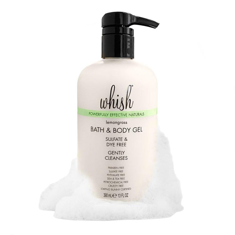 Whish Beauty Bath & Body Gel - Moisturizing Body Wash for Women - Gentle On Sensitive Skin - Shower Gel infused with Shea Butter & Aloe - Sulfate & Paraben Free - Lemongrass - 13 fl oz - Image 4